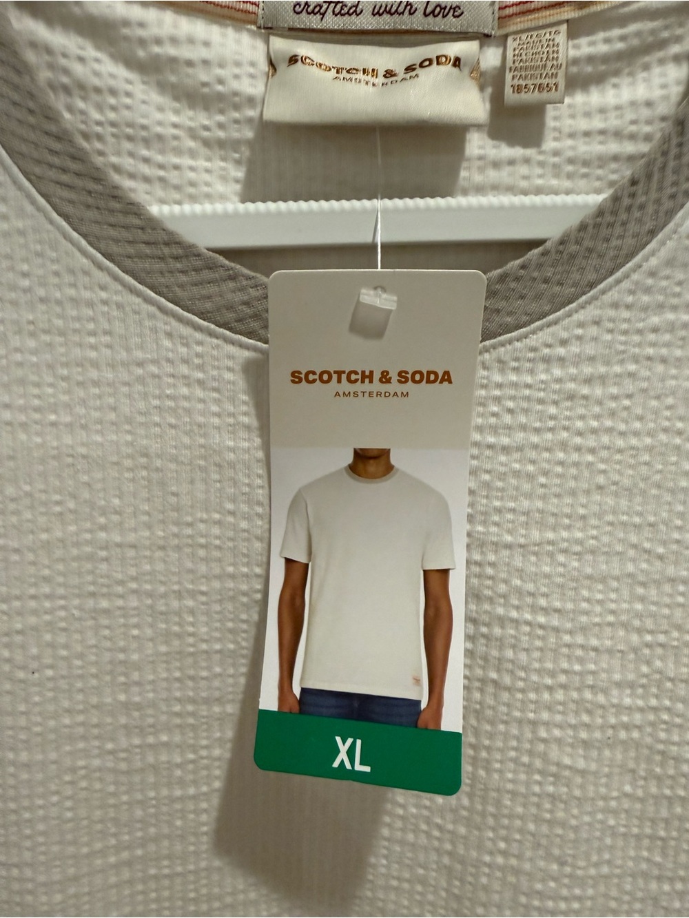 Scotch & Soda White Short-Sleeve Textured Crewneck with Gray Trim - Picture 2 of 4